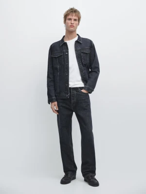 Kurtka Dżinsowa Z Ozdobnym Kołnierzem - Granatowy - - Massimo Dutti - Mężczyzna