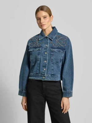 Kurtka dżinsowa z perełkami model 'VISION' YAS