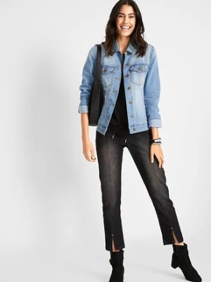 Kurtka dżinsowa z wstawką w prążek z boku bonprix