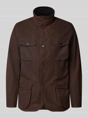 kurtka funkcyjna o kroju regular fit z woskowanym splot twill model 'OGSTON' Barbour Ciemnobrązowy