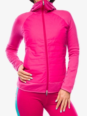 Kurtka hybrydowa damska Icebreaker Merino Quantum Hybrid LS Zip Hoodie - pink/tempo