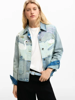kurtka denim patch Desigual niebieski
