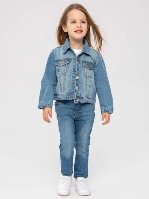 Kurtka jeansowa dla małej dziewczynki z kieszonkami Minoti