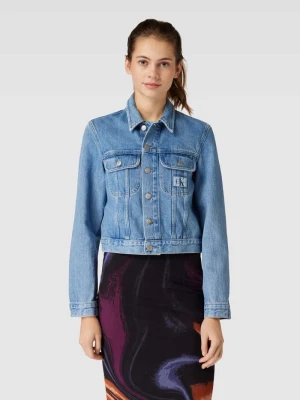Kurtka jeansowa krótka z naszywką z logo Calvin Klein Jeans
