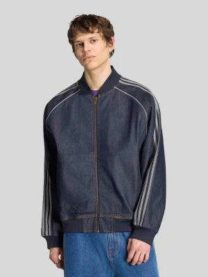 Kurtka jeansowa o kroju loose fit z czystej bawełny z wyhaftowanym logo adidas Originals Jeansowy niebieski