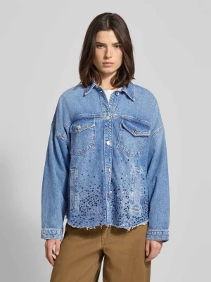 Kurtka jeansowa o kroju regular fit z cekinowym obszyciem Liu Jo White