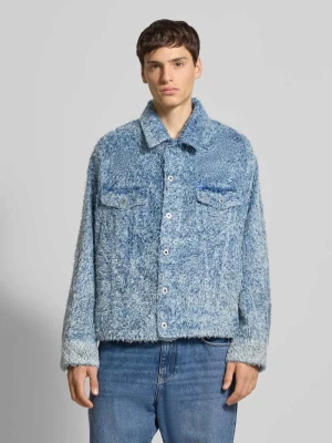 Kurtka jeansowa o kroju regular fit z efektem bouclé model ‘KIRKBY’ Hugo Blue