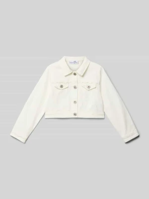 Kurtka jeansowa o kroju regular fit z koronkowymi bodiurami Happy Girls