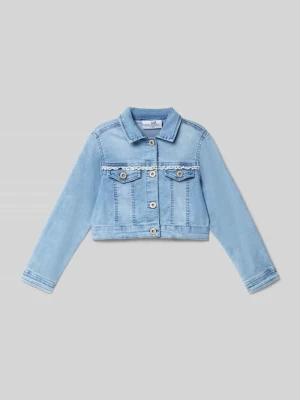 Kurtka jeansowa o kroju regular fit z koronkowymi bodiurami Happy Girls
