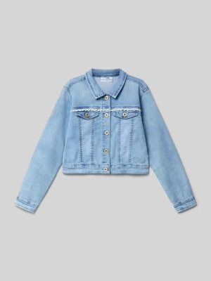 Kurtka jeansowa o kroju regular fit z obszyciem koronką Happy Girls