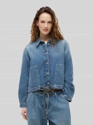 Kurtka jeansowa o kroju relaxed fit z mieszanki bawełny i lnu z tunelem Tommy Jeans Jeansowy niebieski