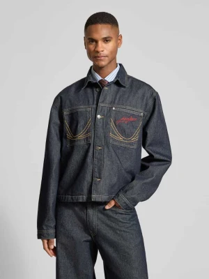 Kurtka jeansowa o kroju relaxed fit z ozdobnymi szwami Karl Kani