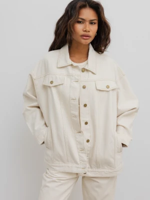 Kurtka jeansowa oversize w kolorze beżowym - BOWIE BEIGE DENIM JACKET Marsala