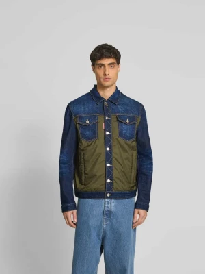 kurtka jeansowa w kroju regular fit z kieszeniami na piersi Dsquared2 Granatowy