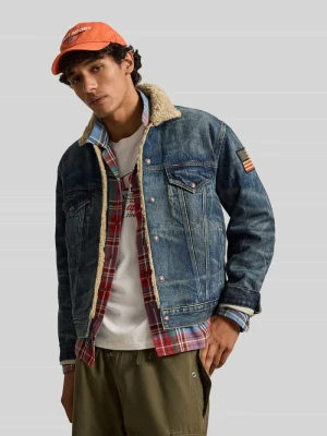 Kurtka jeansowa z kołnierzem z misia z czystej bawełny Polo Ralph Lauren Jeansowy niebieski