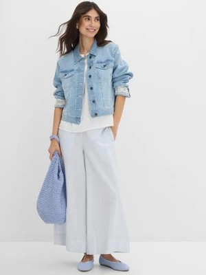 Kurtka jeansowa z koronkowymi wstawkami bonprix