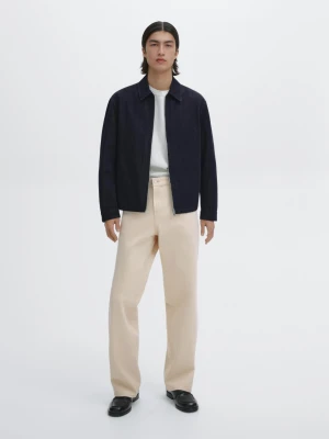 Kurtka Jeansowa Ze 100% Bawełny Z Zapięciem Na Suwak - Indygo - - Massimo Dutti - Mężczyzna