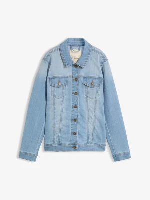 Kurtka jeansowa ze stretchem, basic BonPrix niebieski