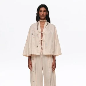 Kurtka kimono mini hafty piaskowa BIMBA Y LOLA