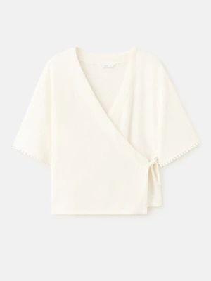 Kurtka kimono z dzianiny kremowy / écru - Dzieci - lata - MANGO KIDS