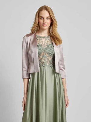 Kurtka koktajlowa z efektowną przędzą w kolorze trzcinowym Christian Berg Cocktail