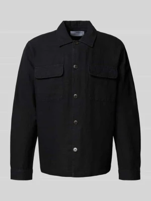 Kurtka koszulowa lniana o kroju regular fit z kołnierzykiem typu kent model ‘LEROY SUN’ Selected Homme