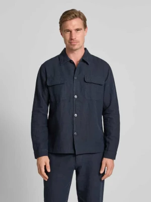 Kurtka koszulowa lniana o kroju regular fit z kołnierzykiem typu kent model ‘LEROY SUN’ Selected Homme