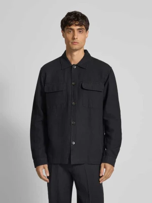 Kurtka koszulowa lniana o kroju regular fit z kołnierzykiem typu kent model ‘LEROY SUN’ Selected Homme