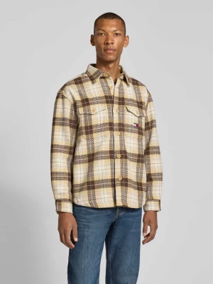 Kurtka koszulowa o kroju oversized fit z wzorem na całej powierzchni Tommy Jeans Beżowy