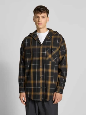 Kurtka koszulowa o kroju oversized z czystej bawełny model ‘EBHOOD’ Hugo Blue