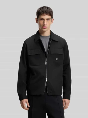 Kurtka koszulowa o kroju oversized z detal z logo model 'Elack' Hugo Czarny