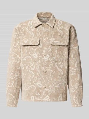 kurtka koszulowa o kroju regular fit z kieszeniami na piersi model 'CHAMBERI' Jack&Jones Beżowy