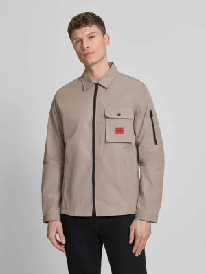 Kurtka koszulowa o kroju regular fit z mieszanki bawełny model 'EMMOND' HUGO