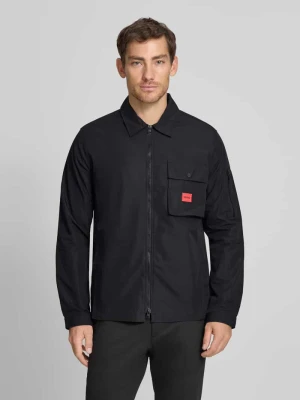 Kurtka koszulowa o kroju regular fit z mieszanki bawełny model 'EMMOND' HUGO