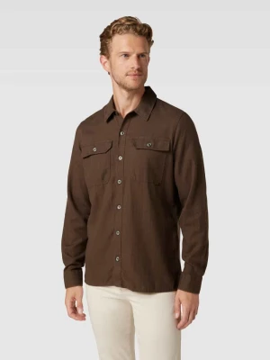 Kurtka koszulowa o kroju regular fit z mieszanki wiskozy z dodatkiem lnu model ‘Anton’ casual friday