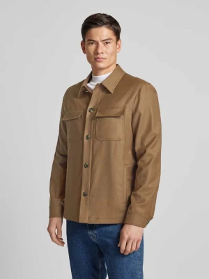 Kurtka koszulowa o kroju regular fit z mieszanki żywej wełny i elastanu Manuel Ritz