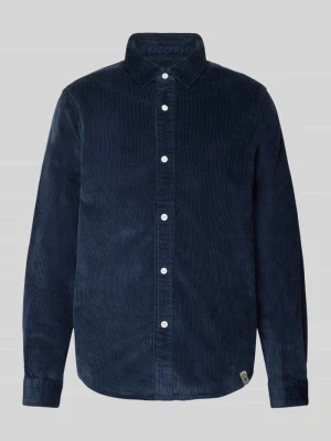 Kurtka koszulowa o kroju regular fit z sztruksu z kołnierzykiem typu kent Superdry Granatowy
