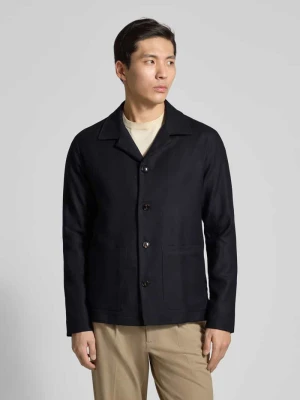 Kurtka koszulowa o kroju regular fit z żywej wełny z kołnierzem z połami Profuomo