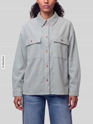Kurtka koszulowa o kroju relaxed fit z czystej bawełny model 'MOXIE' Only Trzcinowy