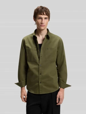 Kurtka koszulowa o kroju straight fit z bawełny model 'Egrin' Hugo Khaki