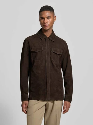 Kurtka koszulowa z koziej skóry, krój regular fit Profuomo