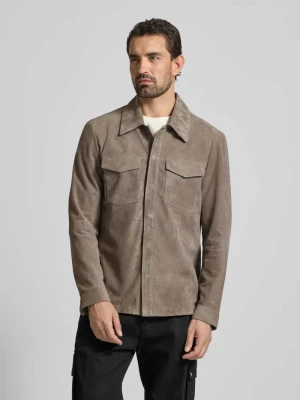 Kurtka koszulowa z welurowej skóry koziej z kieszeniami na piersi model ‘Torn’ JOOP! Collection