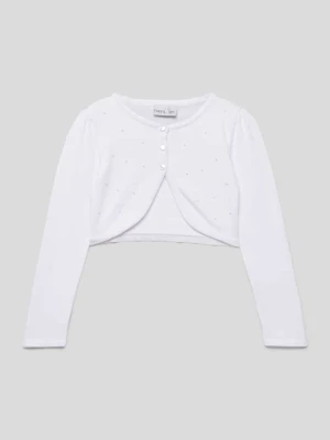 Kurtka krótka z dzianiny z obszyciem ozdobnymi perełkami Happy Girls