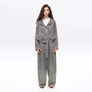 Kurtka lejący denim szara efekt sprania BIMBA Y LOLA WASHED GREY