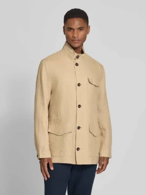 Kurtka lniana ze stójką i kieszeniami z patką Bugatti