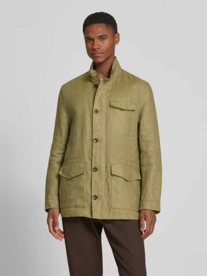 Kurtka lniana ze stójką i kieszeniami z patką Bugatti