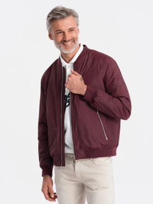 Kurtka męska bomberka - bordowa V15 Ombre Clothing