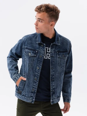 Kurtka męska jeansowa katana - ciemny jeans OM-JADJ-0123
 -                                    M Ombre