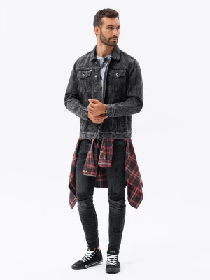 Kurtka męska jeansowa katana - czarna V3 Ombre Clothing