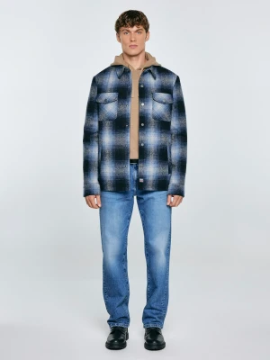 Kurtka męska koszulowa w kratę granatowa Obis 403 BIG STAR
